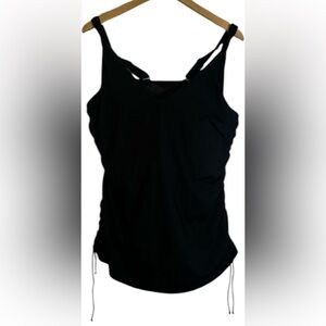 Lands’ End Black Ruched Tankini Swim Top